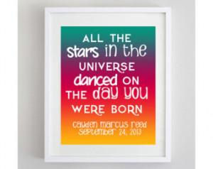 ... First Birthday Quote Newborn Boy Baby Art Print DIY Baby Rainbow Ombre
