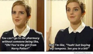 Just Emma Watson – Just buying my tampons. See you in a bit!