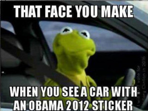 Kermit Sees an Obama 2012 Bumper Sticker