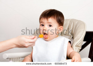 Picture Beautiful Hispanic Newborn Baby Girl Eating Pictures