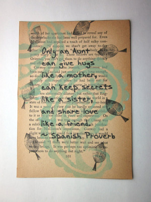 Aunt quote Spanish Proverb print on a book page