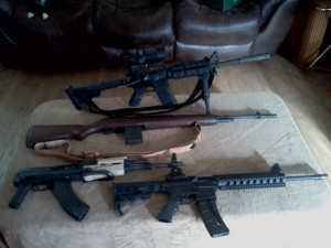Mine (Armalite M-15)with my Century AK, S&W M&P 15-22, and Springfield ...