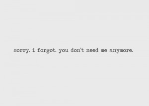 Sorry. I forgot. You don’t need me anymore.- Love Quote