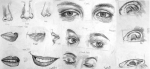 Art Challenge : Create pencil drawings of facial features of your ...