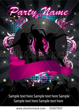 70s Party Flyer Template Party flyer - stock vector