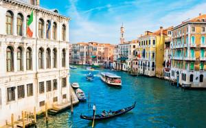 Venice, architecture, boat, chanels, city, flag, gondola, gondolas ...
