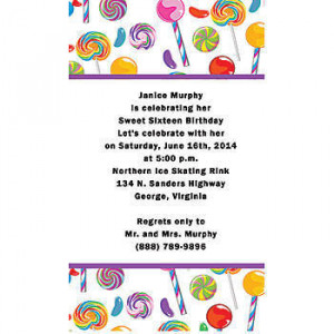 Lollipops and Jelly Beans Vertical Invitations