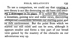 ... talk about creating a new theory being like climbing a mountain