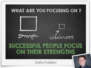 Forget your weakness – focus on your strengths. Your strength is ...