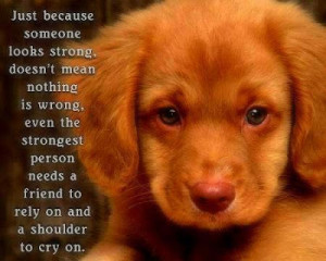 ... strongest person needs a friend to rely on and a shoulder to cry on