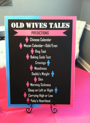 Gender Reveal Party - Old Wives Tales... Use mustache or Bows instead ...