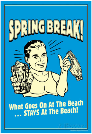 Spring Break Goes On At Beach Stays At Beach Funny Retro Poster Poster