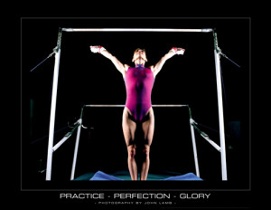 ... Gymnastics Practice-Perfection-Glory (Uneven Bars) Motivational Poster
