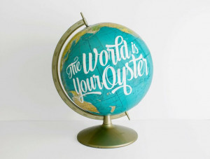 Vintage Globes With Hand-Lettered Quotes