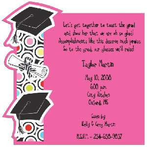 Graduation Party Invitations, Hats Off in Pink - Photo