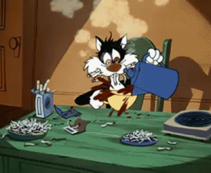 Sylvester attempting to pour coffee during an episode of Looney Tunes ...