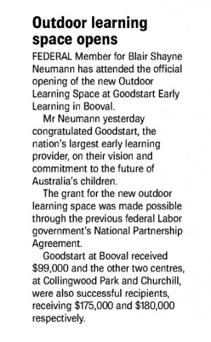 ... of the new outdoor learning space at Goodstart Booval. Read more here
