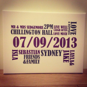 Home Personalised Wedding / Couple Canvas