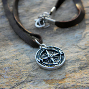 necklace simple rustic jewelry gift for him under 25 compass necklace ...