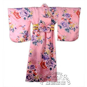 Floral Japanese Kimono, Japanese Full Blossom Kimono with Obi