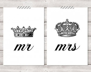 Set of Two 2 Mr and Mrs His Hers King Queen by LochnessStudio: I M ...