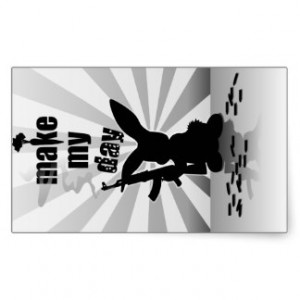 Funny angry armed rabbit rectangle stickers
