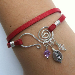 ... , Charms Bracelets, Red Genuine, Leather Bracelets, Handmade Jewelry