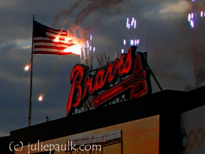 ... braves fire flag on fire flag on fire at braves game opening day game