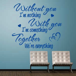 Blue Without You I'm Nothing wall sticker in a hallway
