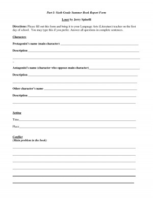 6th-Grade Book Report Forms