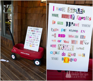 When guests arrived, they found a ransom note left at the door with ...