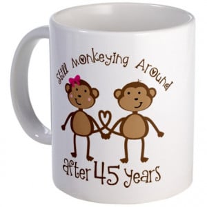 45 Years Gifts > 45 Years Mugs > 45th Anniversary Love Monkeys Mug