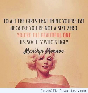 Marilyn Monroe quote on the size of women