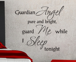 Guardian Angel Pure and Bright God Religious Vinyl Wall Decal Quote