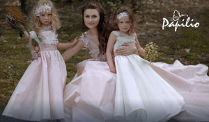 wedding dresses and matching flower girl dress