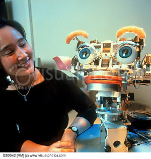Cynthia Breazeal with the Kismet android robot