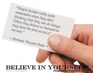... quotes - Believe in Yourself Quotes -Norman Vincent Peale Quotes