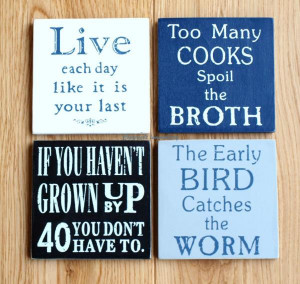 Shabby & Chic Distressed Style Set of Four Fridge Magnets with Various ...