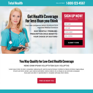 free medical health coverage quote high converting landing page design ...