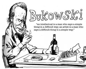 Bukowski drawing with quote