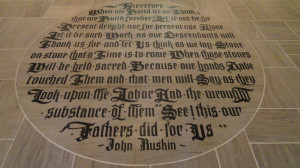 The Ruskin quote inlaid on the lobby floor of the Chicago Tribune ...