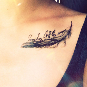 Someday I ll Fly Away Feather Tattoo - InknArt Temporary Tattoo - pack ...