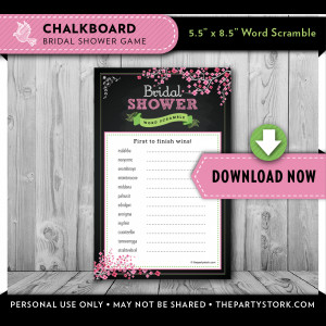 Chalkboard Bridal Shower Word Scramble