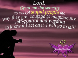 Lord, Grant me the serenity to accept stupid people the way they are ...