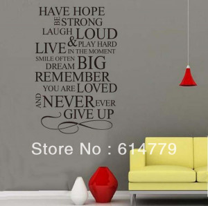 Have-Hope-Never-Give-UP-Removable-Vinyl-Wall-English-Quote-Sticker ...