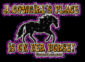 Cowgirls place is on her horse