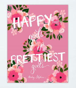Happy Girls Print in Pink #AudreyHepburn #quote by firstsnowfall, $46 ...