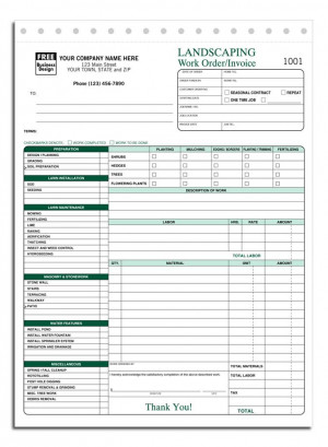 6570; Landscaping Work Order/Invoice form