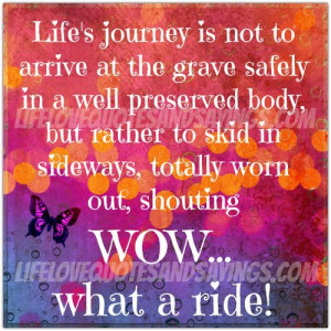 Life’s journey is not to arrive at the grave safely in a well ...