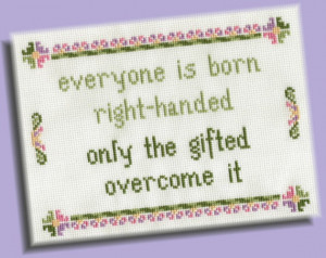 Funny Cross Stitch Pattern: Left-Handed Wisdom, INSTANT DOWNLOAD